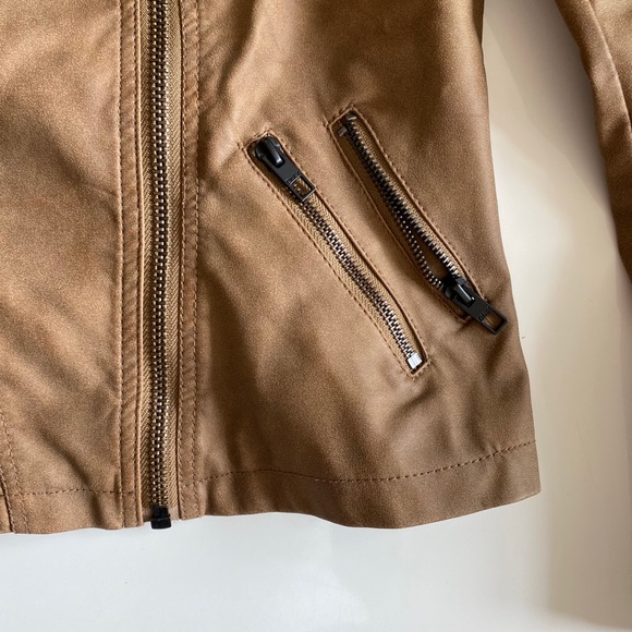 Brown Vegan Leather Moto Fall Jacket - Picture 9 of 14